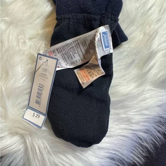 Jacadi Navy Knit and Fleece Bow Mitten T2 - Picture 2 of 6